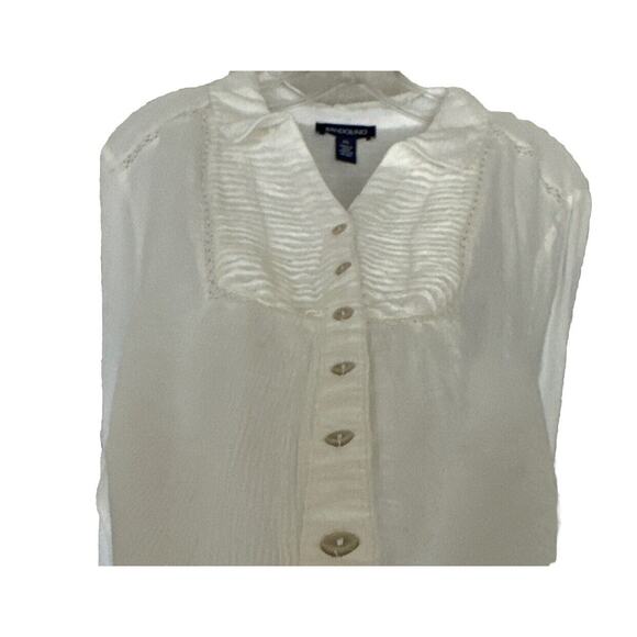 Peasant Top Blouse White Plus Size XXL Pleated Buttons Tunic Shirt Sheer Summer - Picture 9 of 13